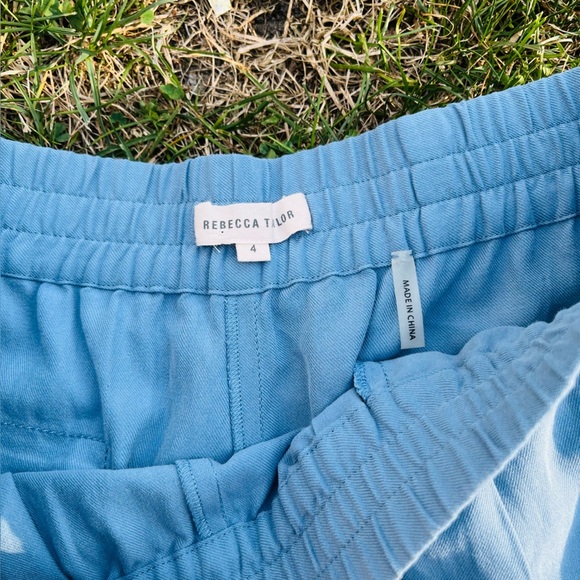 Rebecca Taylor Blue High Waist Pleated Shorts w/ Zipper Pockets Size 4 - Picture 5 of 6